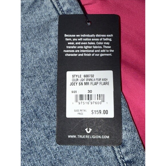 (Q4) NWT TRUE RELIGION JOEY SN Mid Rise FLAP Flare Bootcut , Size W 30 - Picture 8 of 16